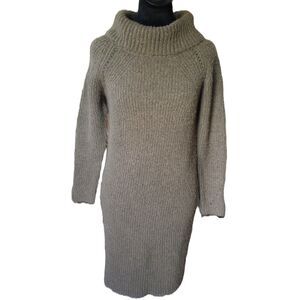 Chloe & Cyrus Women's XL Olive Green Ribbed Sweater Dress With Turtleneck